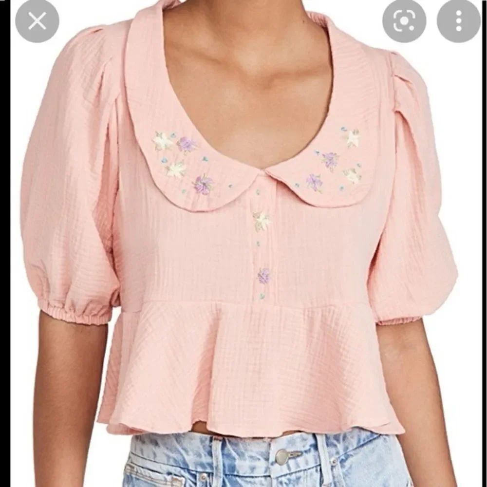 TACH Larina Embroidered Linen Top NWT